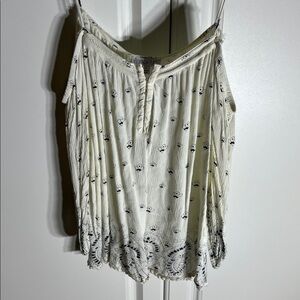 Women's Cream and Black Floral Top